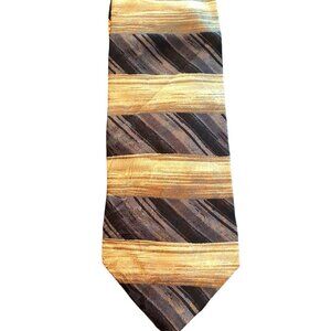 Mens Todays Man Italian made 100% Silk Tie With Gold & Brown Diagonal Stripe